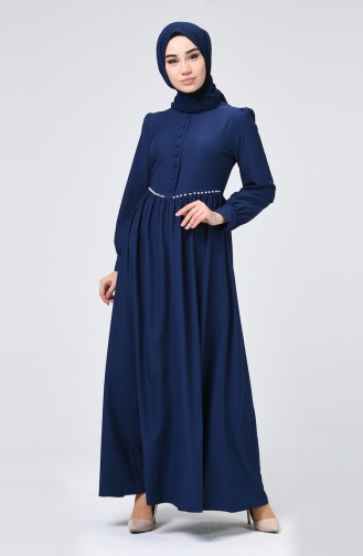 Navy Blue Hijab Dress 3402-03