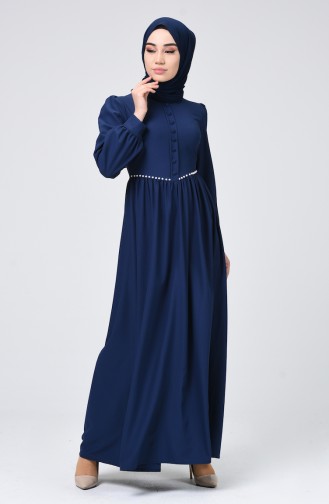 Navy Blue Hijab Dress 3402-03