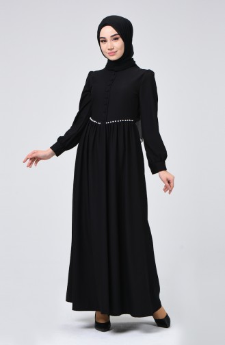 Schwarz Hijab Kleider 3402-04