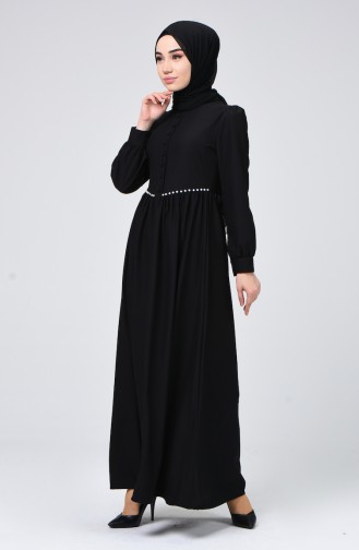 Schwarz Hijab Kleider 3402-04