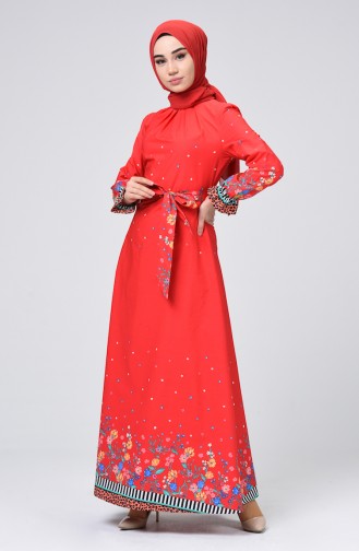 Coral Hijab Dress 60065-01