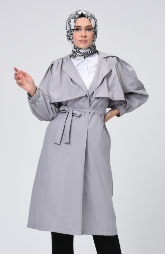Lined Belted Trench Coat Gray 1007-04