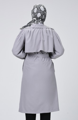 Lined Belted Trench Coat Gray 1007-04