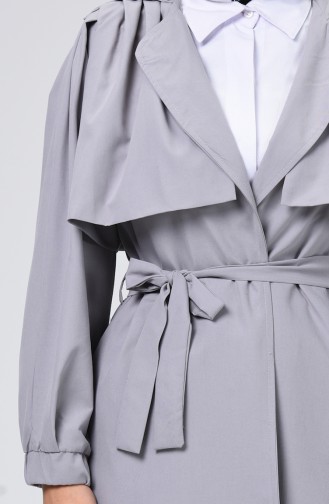 Lined Belted Trench Coat Gray 1007-04
