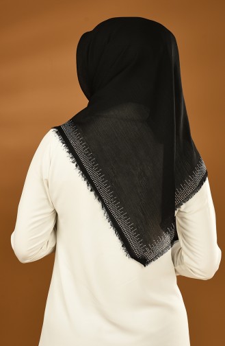 Taşlı Haiti Eşarp 13153-07 Siyah