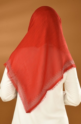 Scarf Decorated With Strass Line Red 13153-08