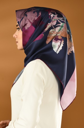 Karaca Sentetik İpek Twill Eşarp 90629-10 Fuşya Lacivert
