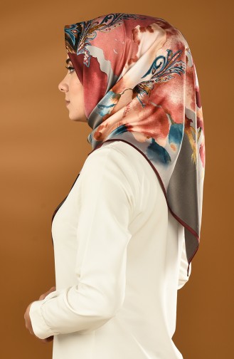 Karaca Desenli Rayon Eşarp 90637-04 Bordo Petrol