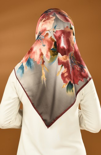Karaca Desenli Rayon Eşarp 90637-04 Bordo Petrol