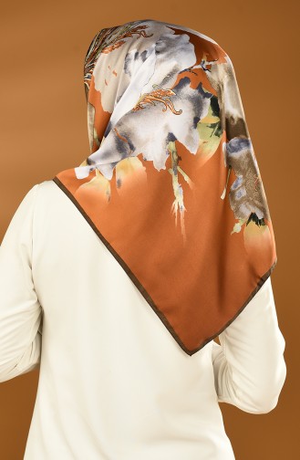 Karaca Desenli Rayon Eşarp 90637-08 Kahverengi Turuncu
