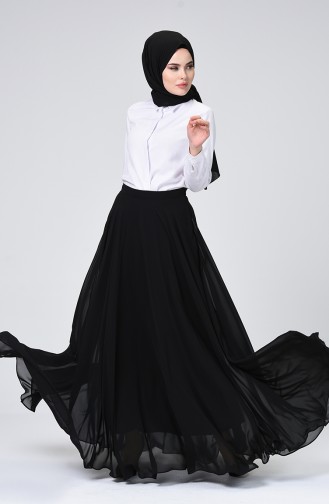 Kloş Şifon Etek 0513-01 Siyah