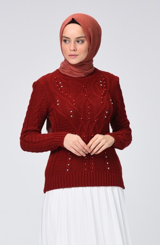 Pearls Tricot Sweater Bordeaux 8034-09