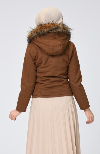 Short Coat with Fur 7106-05 Tobacco 7106-05