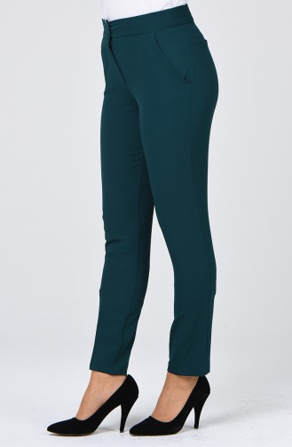 Classic Straight Trousers With Pockets Emerald Green 1113-03