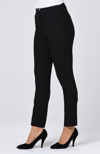 Classic Straight Trousers With Pockets Black 1113-04