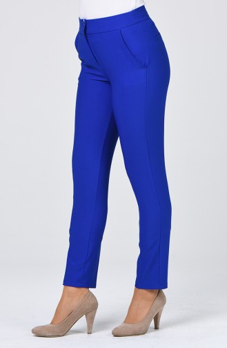 Classic Straight Trousers With Pockets Dark Blue 1113-05