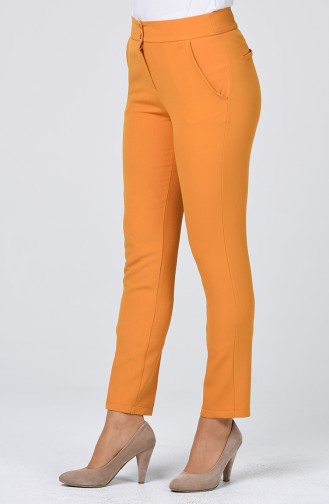 Classic Straight Trousers With Pockets Mustard 1113-07