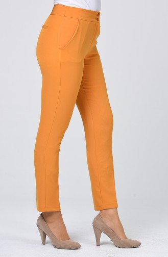 Classic Straight Trousers With Pockets Mustard 1113-07