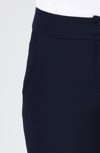 Classic Straight Trousers With Pockets Navy Blue 1113-10