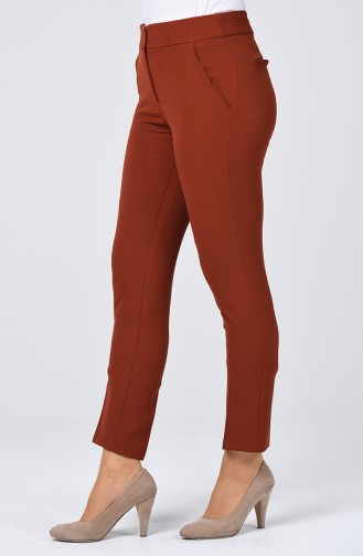 Classic Straight Trousers With Pockets Brick 1113-11