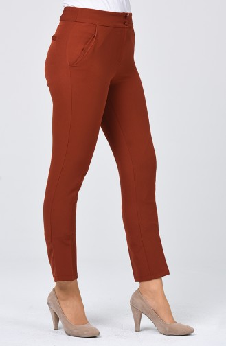 Classic Straight Trousers With Pockets Brick 1113-11