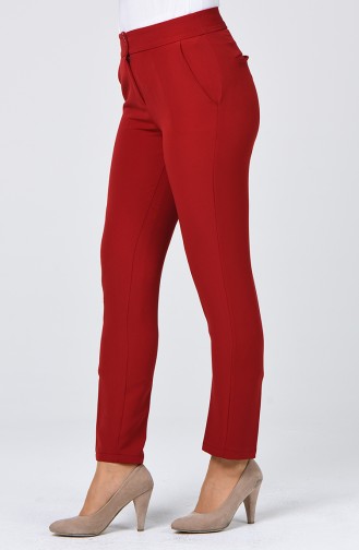 Classic Straight Trousers With Pockets Bordeaux 1113-12