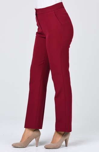 Pantalon Simple avec Poches 2062-07 Bordeaux 2062-07