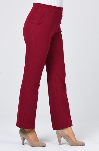 Pantalon Simple avec Poches 2062-07 Bordeaux 2062-07