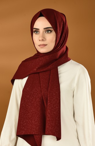 Kendinden Desenli Dokuma Şal 8002-03 Bordo