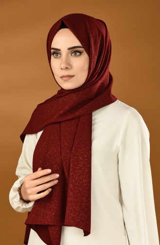 Kendinden Desenli Dokuma Şal 8002-03 Bordo