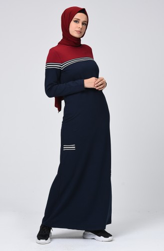 Dunkelblau Hijab Kleider 99232-01