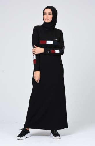 Schwarz Hijab Kleider 99237-01