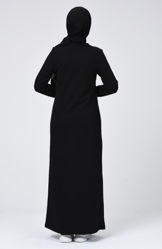 Schwarz Hijab Kleider 99237-01