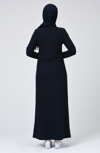 Navy Blue Hijab Dress 99237-02