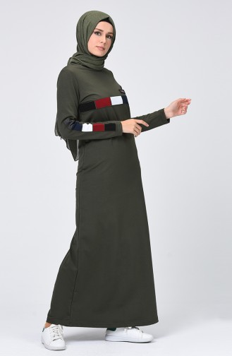 Khaki Hijab Kleider 99237-04