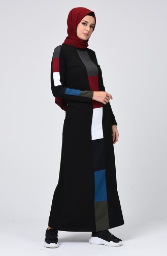 Schwarz Hijab Kleider 99238-01