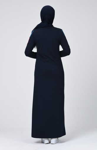 Navy Blue Hijab Dress 99238-02