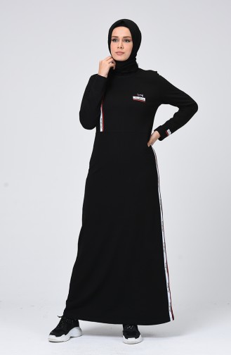 Şeritli Spor Elbise 99242-01 Siyah
