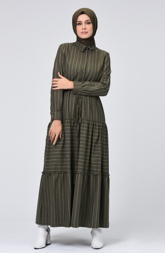 Khaki Hijab Dress 9119-02