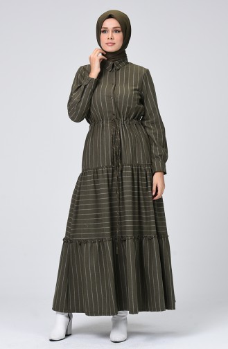 Khaki Hijab Dress 9119-02