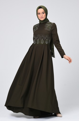 Khaki Hijab Dress 9651-04