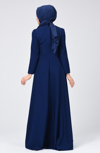 Navy Blue Hijab Dress 9651-05