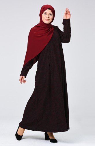 Claret Red Hijab Dress 8046-02