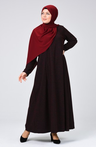 Claret Red Hijab Dress 8046-02