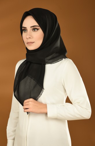 Plain Crepe Taffeta Scarf Black 901564-18