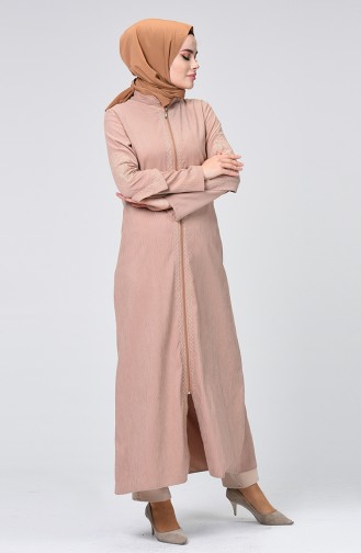 Abaya Velours Brodé 61302-05 Beige 61302-05