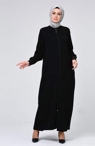 Abaya à Fermeture 3452-01 Noir 3452-01