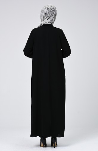 Abaya à Fermeture 3452-01 Noir 3452-01