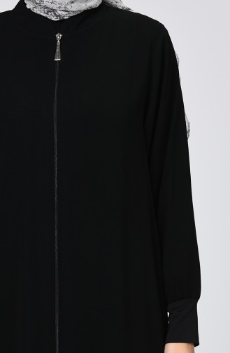 Abaya à Fermeture 3452-01 Noir 3452-01