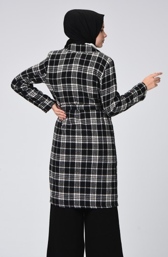 Plaid Patterned Winter Cape Black 1048A-01